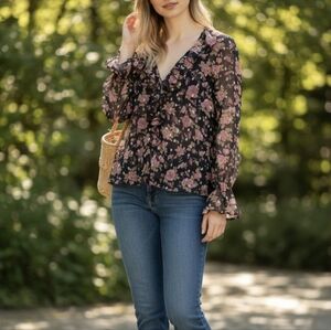 Sheer floral zara blouse size L